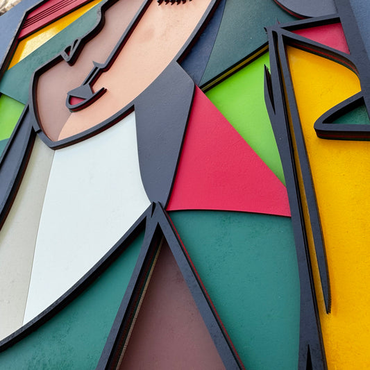 "Modern Muse" – Layered Wooden Wall Art Inspired by Picasso