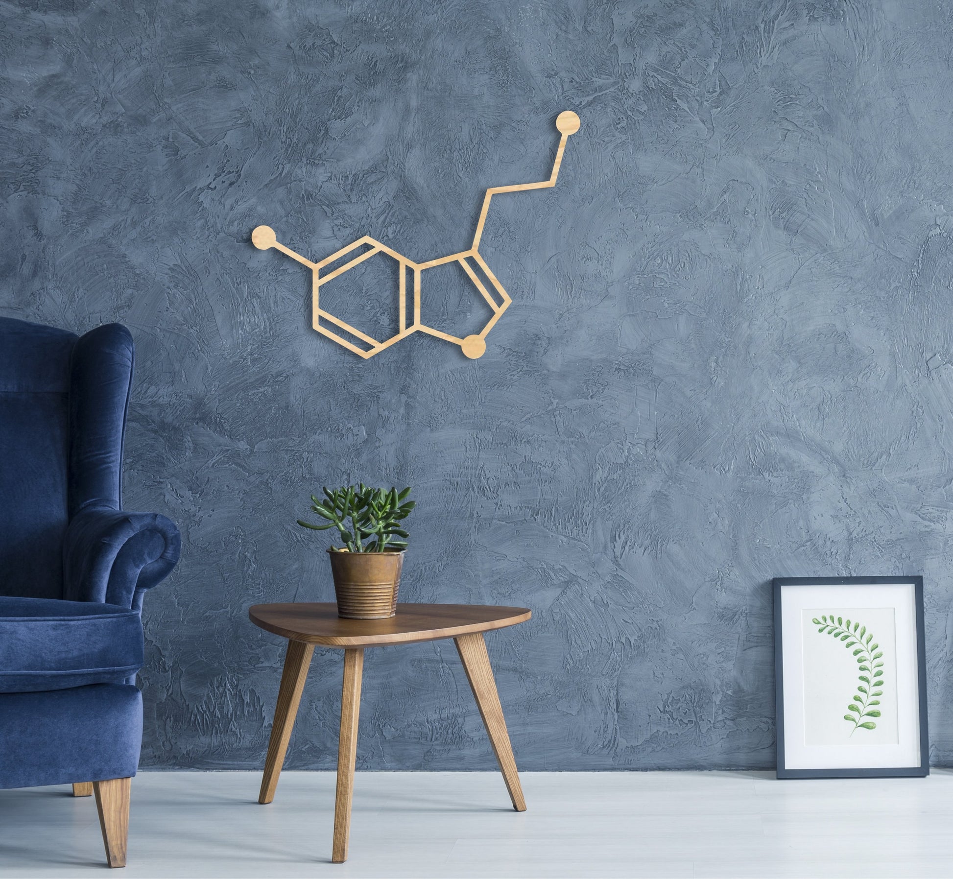 Serotonin molecule,Chemical wall decor,Wood art,Molecular formula