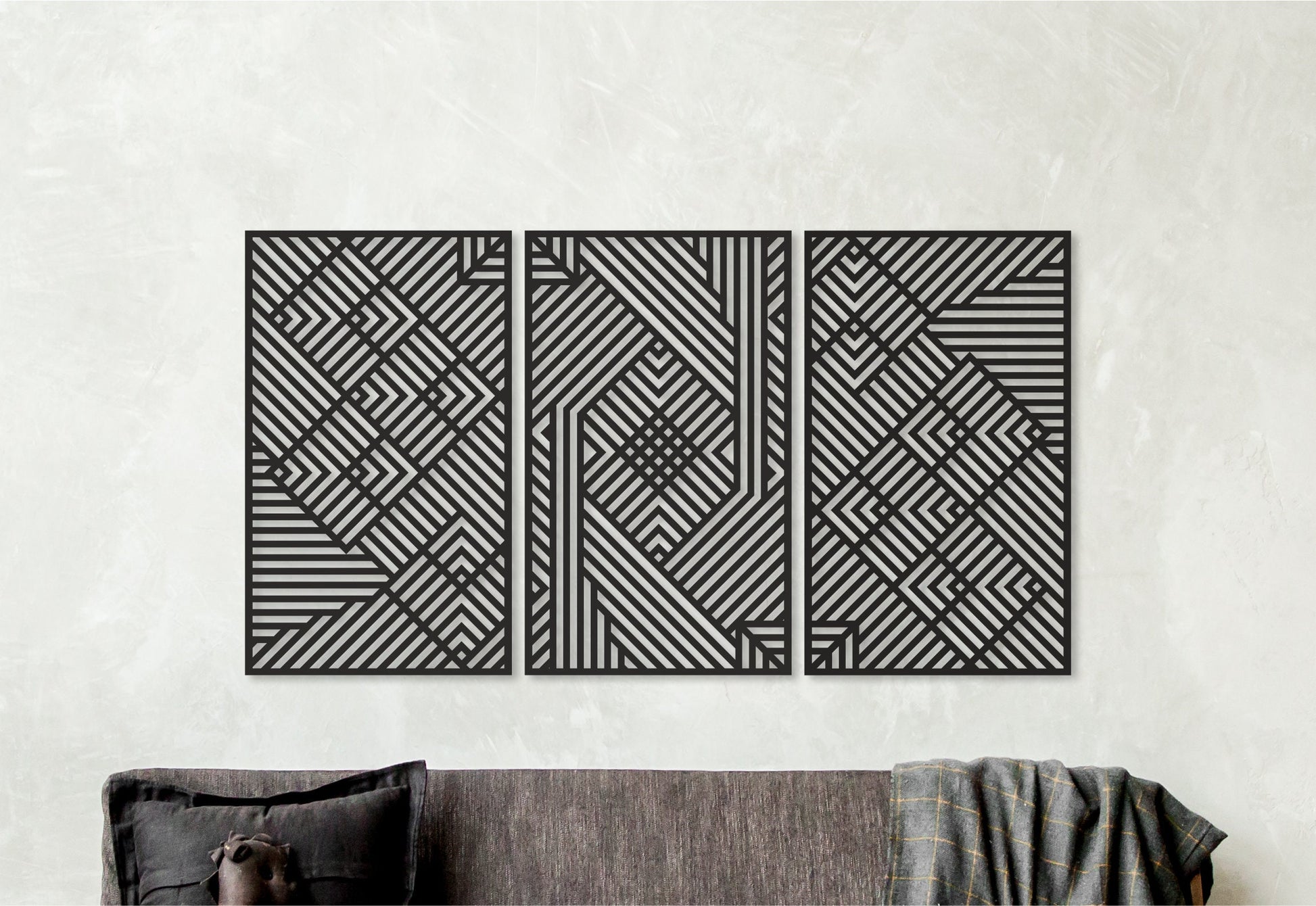 Panels wall decor, Wooden wall art,Moroccan decor,Geometric wall art,Modern wall art,3 panels set