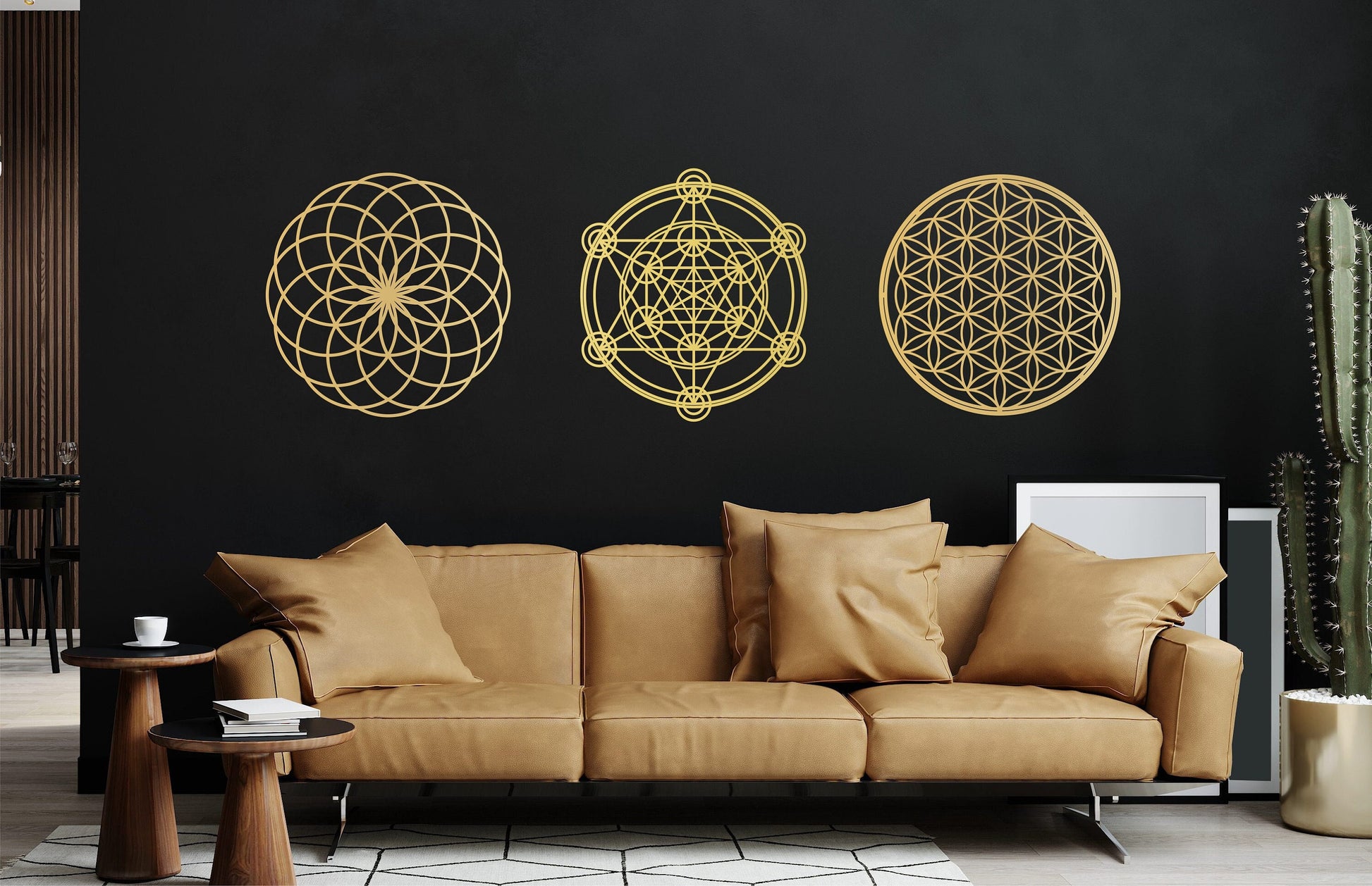 Sacred geometry wall art, metatron cube, flower of life, torus wall art, set of 3, energy healing