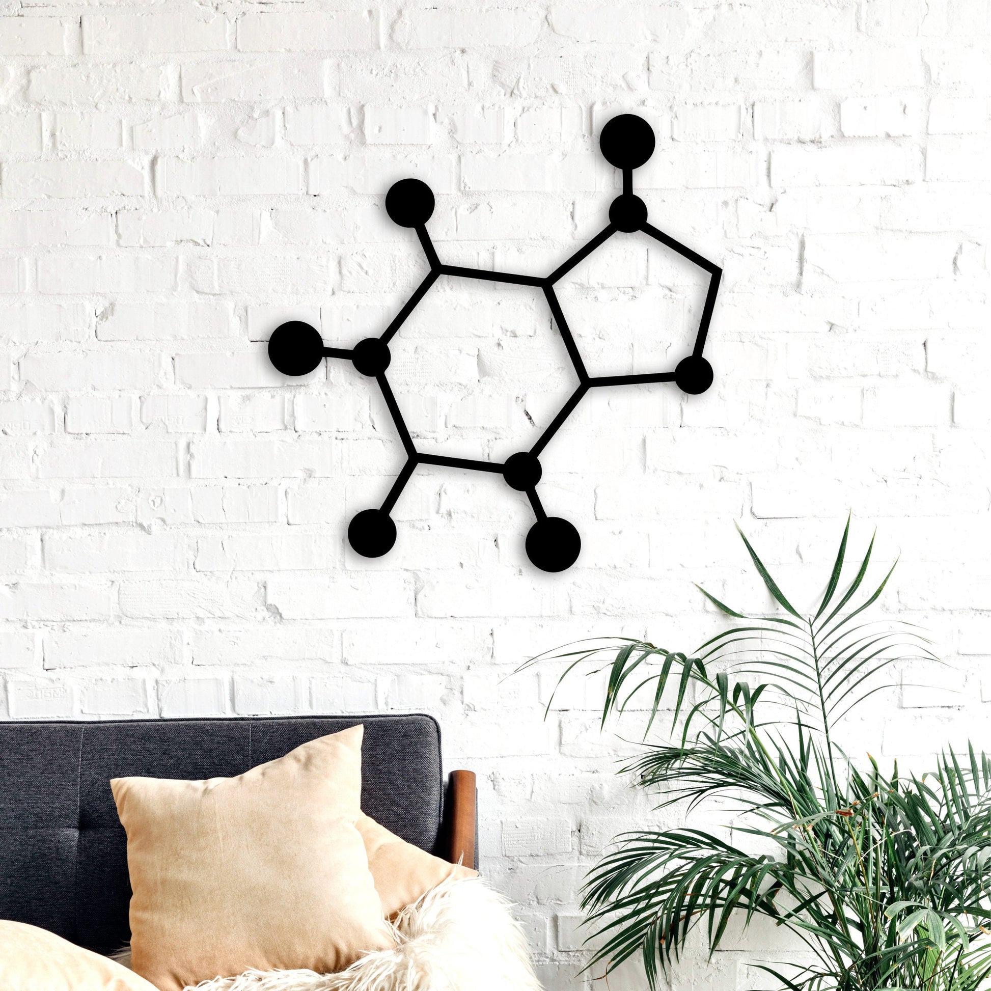 Caffeine molecule wall art, Wooden decor, Coffee art ideas, Coffee lover gift