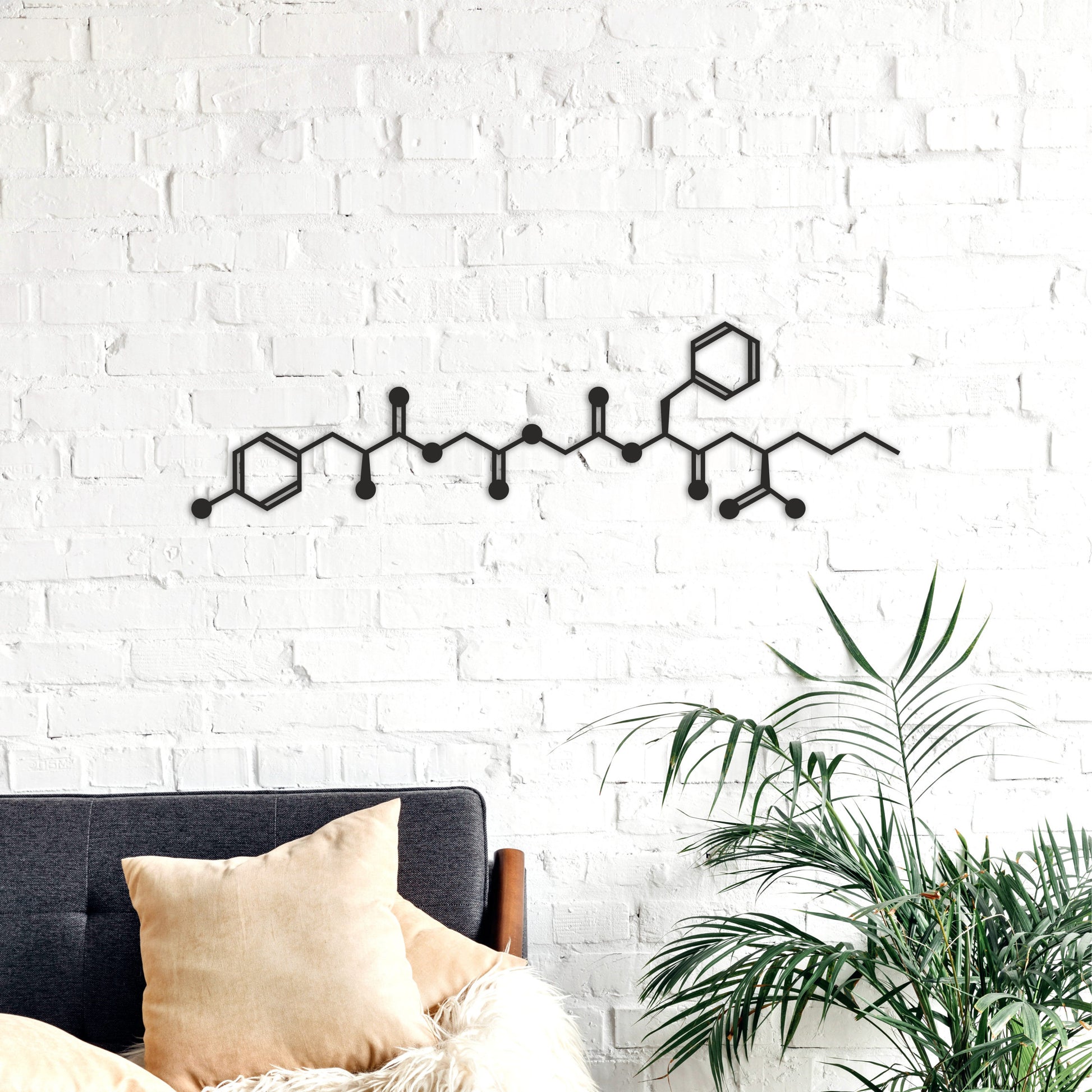 Endorphin wall art - Happy hormone,Wooden art,Euphoria,Chemistry decor,Molecular structure,Mental health art