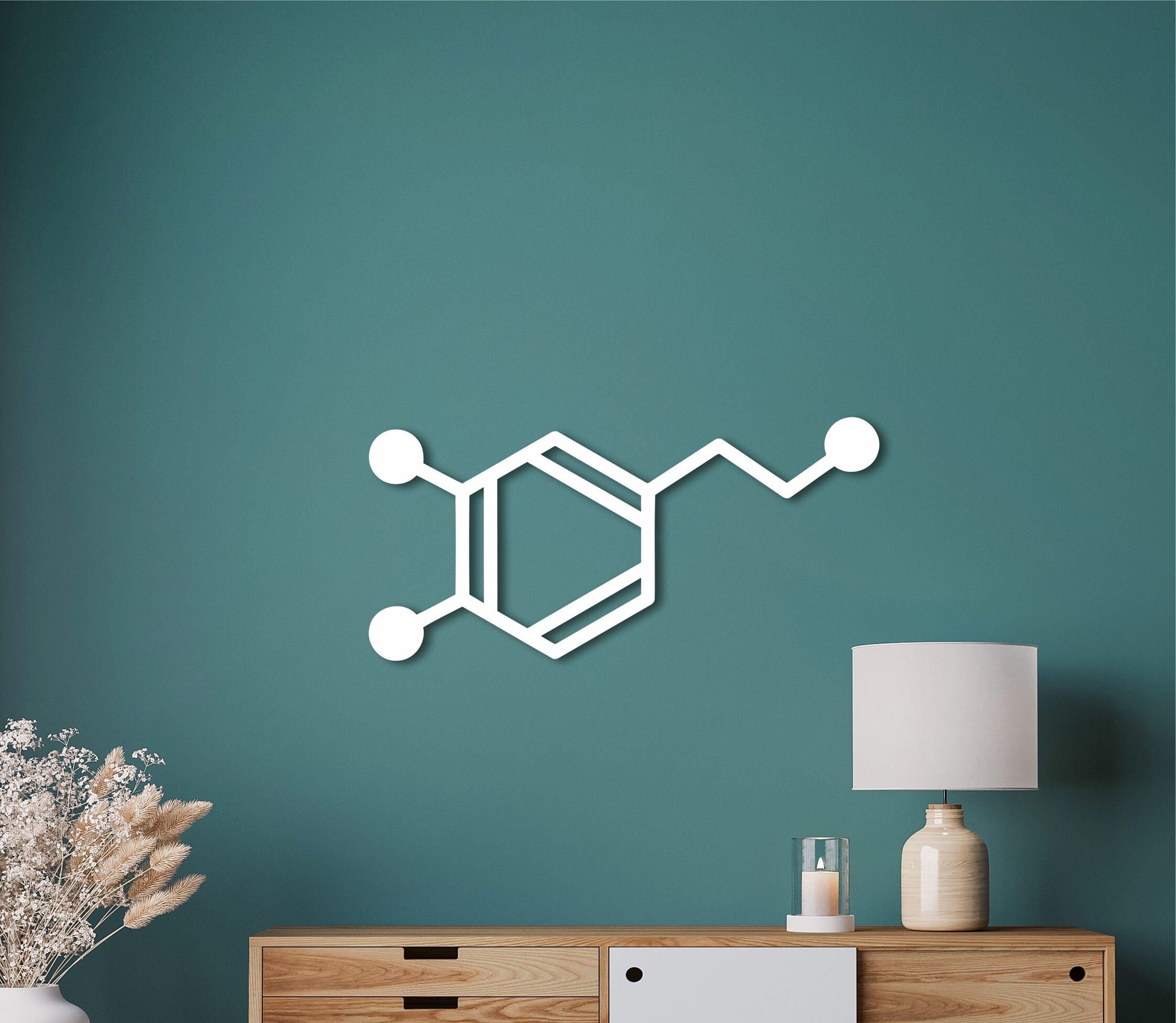 Dopamine molecule, Chemical wall decor, Wood wall art,Molecular formula, Happiness hormone
