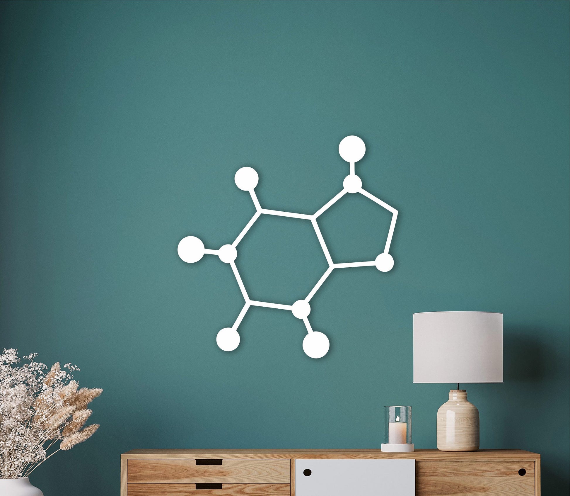 Caffeine molecule wall art, Wooden decor, Coffee art ideas, Coffee lover gift