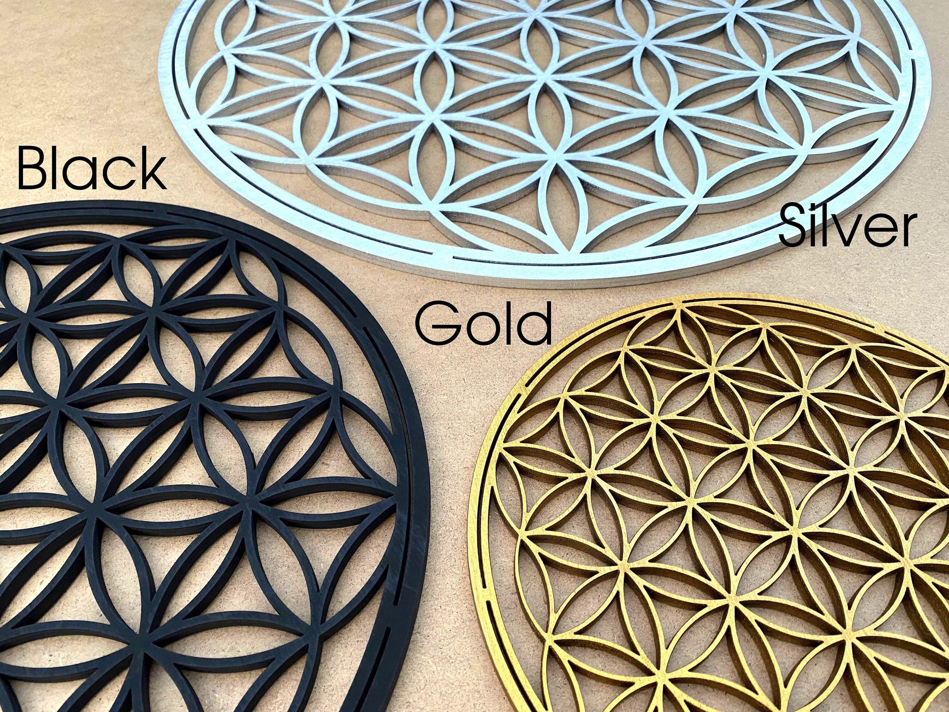 Flower of life wall art, chakra wall hanging, sacred geometry decor, gold wall art large, aura wall art, woodsy decor