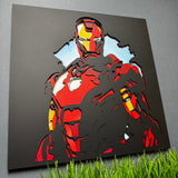 Red Gold Armored Hero Layered Wood Wall Art