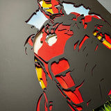Red Gold Armored Hero Layered Wood Wall Art