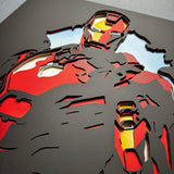 Red Gold Armored Hero Layered Wood Wall Art