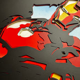 Red Gold Armored Hero Layered Wood Wall Art