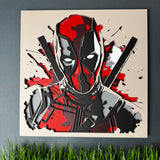 Red Masked Action Portrait Layered Wood Wall Art