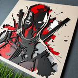 Red Masked Action Portrait Layered Wood Wall Art