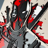 Red Masked Action Portrait Layered Wood Wall Art