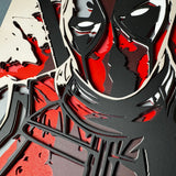 Red Masked Action Portrait Layered Wood Wall Art