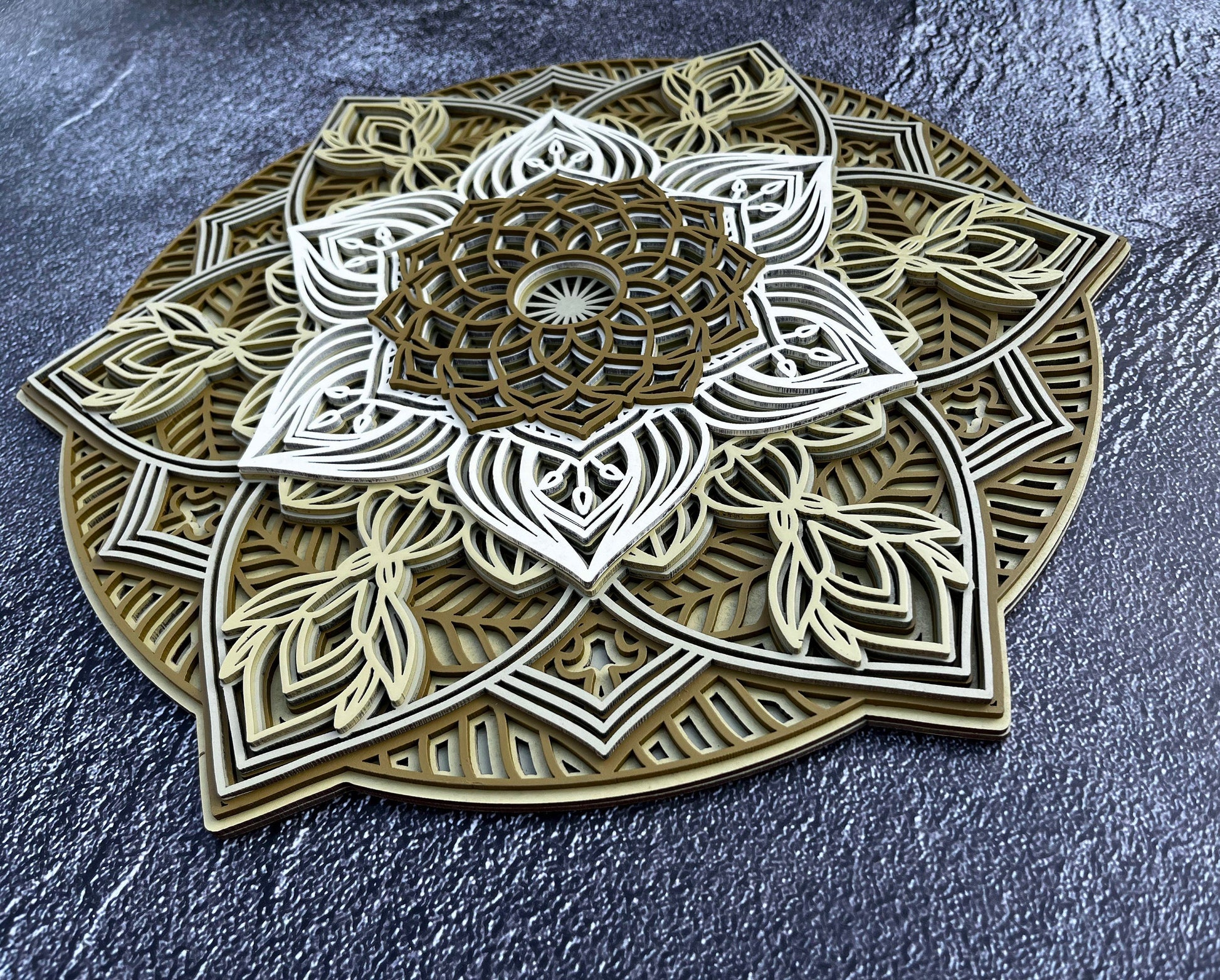 3D layered mandala wall art, lotus wall decor, mandala wall hanging, wooden mandala, therapy office decor, father's day gift