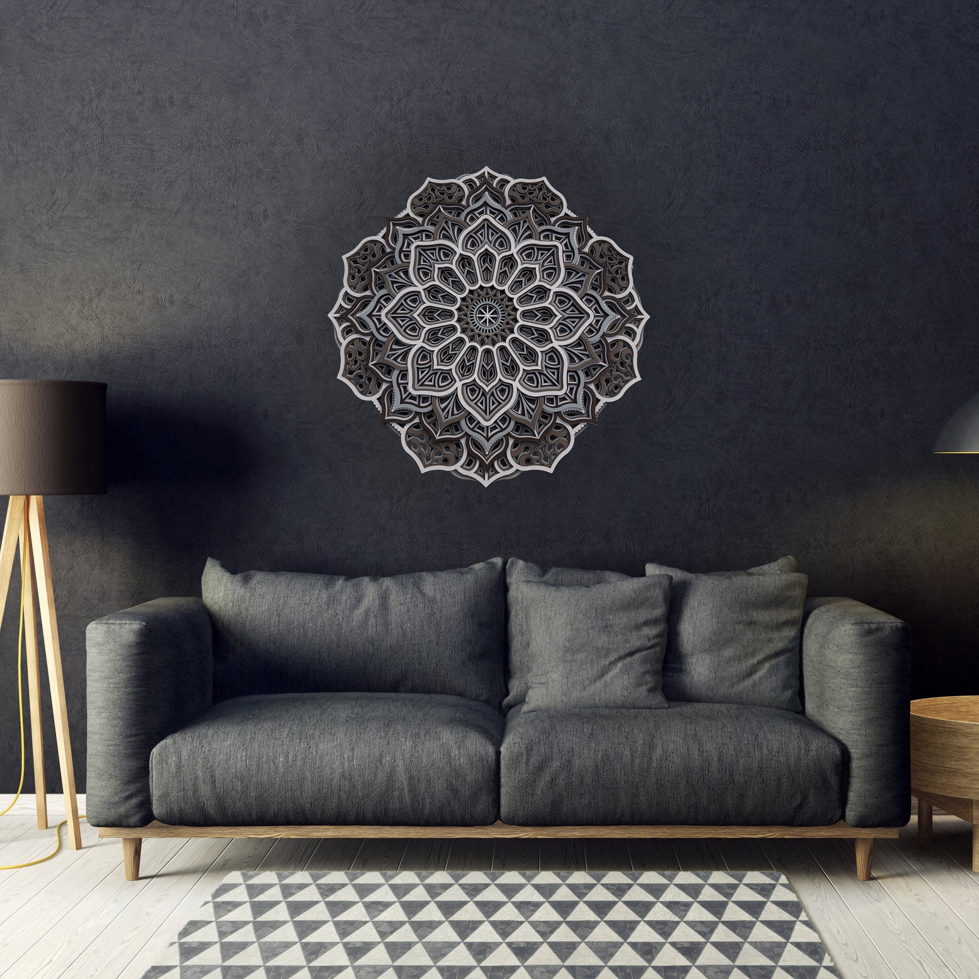 Layered flower mandala, 3d wooden mandala, 3d flower ornament, over the bed decor, round wall art, colorful wall art, fathers day gift