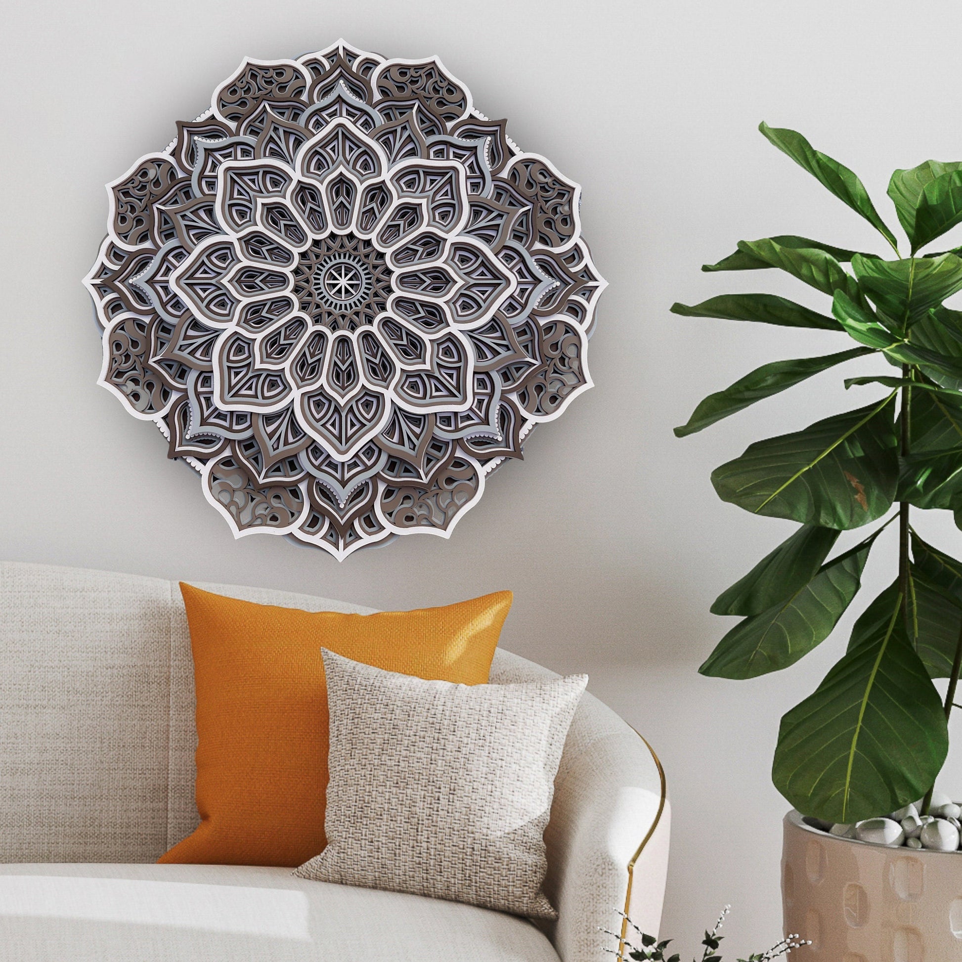 Layered flower mandala, 3d wooden mandala, 3d flower ornament, over the bed decor, round wall art, colorful wall art, fathers day gift