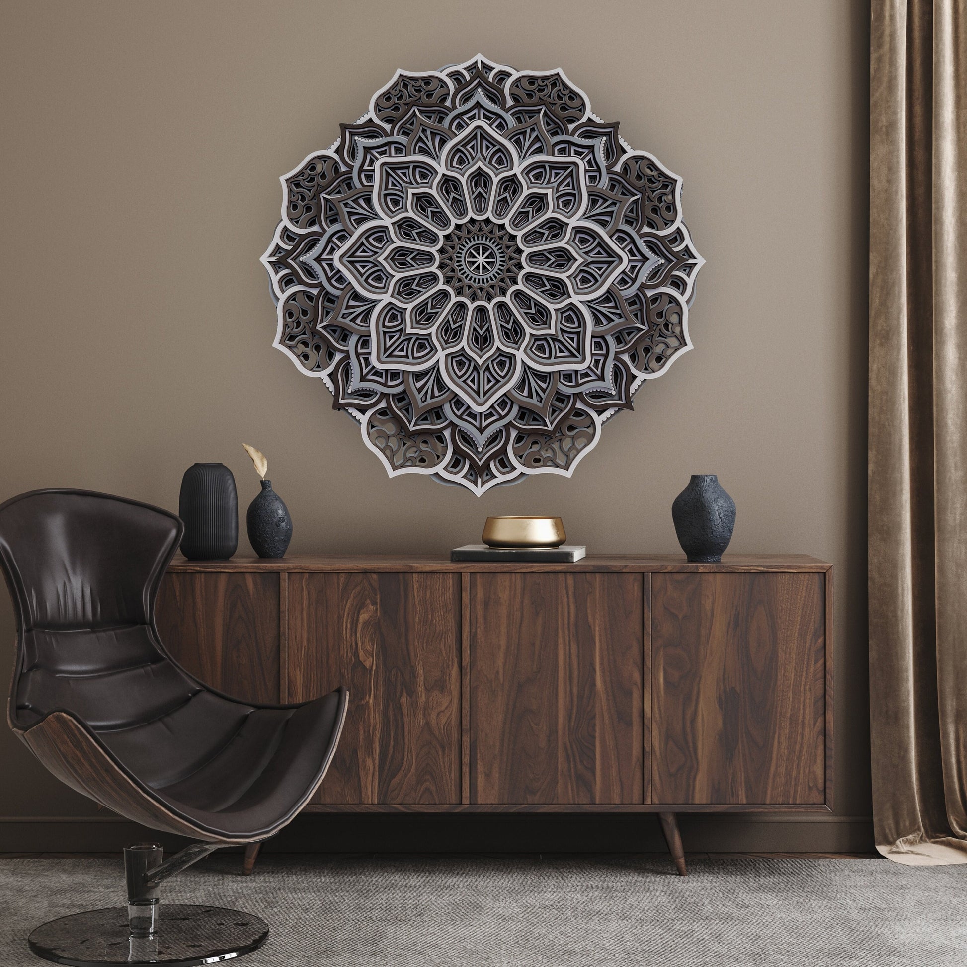 Layered flower mandala, 3d wooden mandala, 3d flower ornament, over the bed decor, round wall art, colorful wall art, fathers day gift