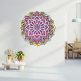 Colorful mandala wall art, layered flower mandala art, wooden mandala, relaxing wall art, 3d wall art, over the bed decor, yoga gifts