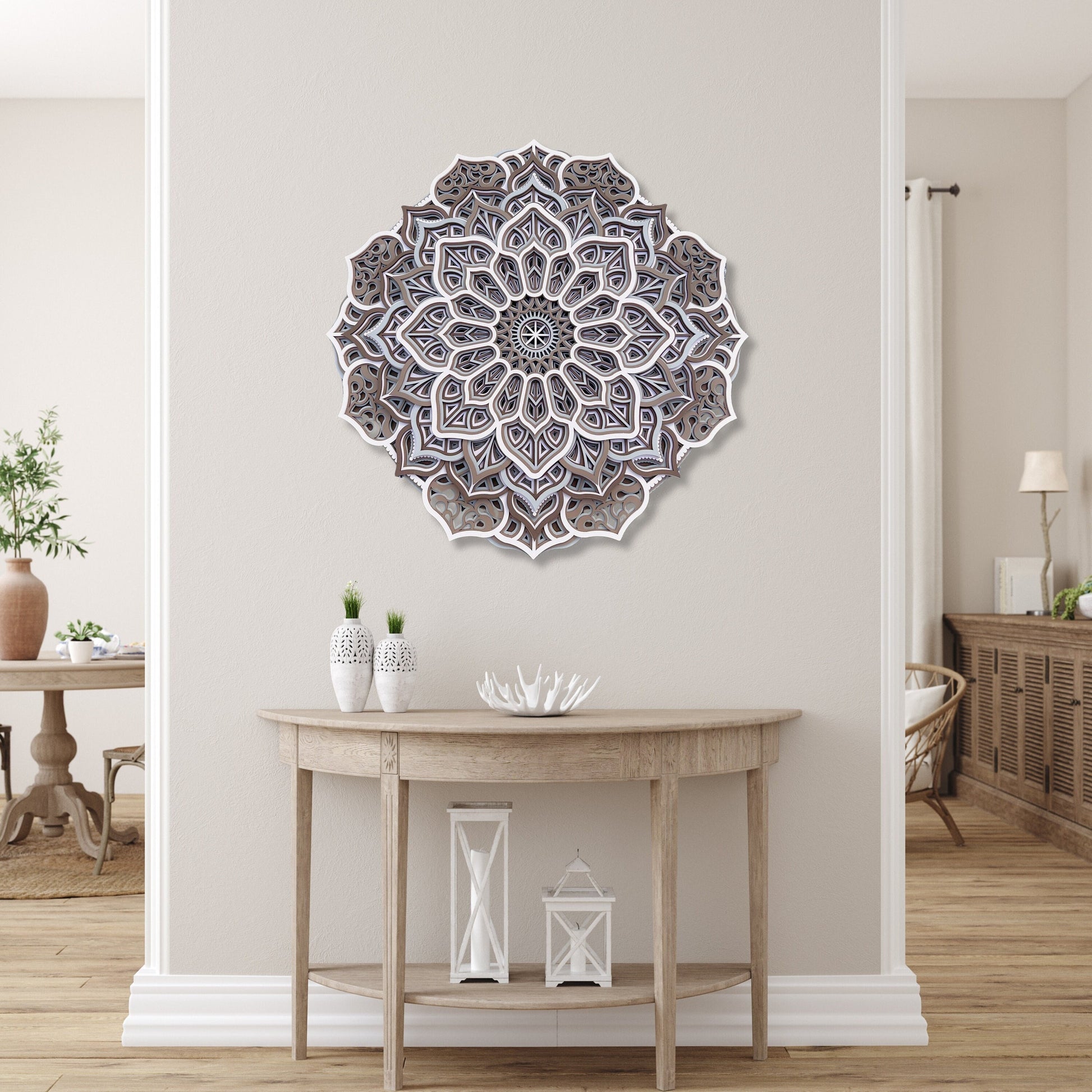 Lotus mandala wall art, multilayer mandala wall decor, 3D flower of life wall art, mandala wall hanging, entryway decor, spa decor