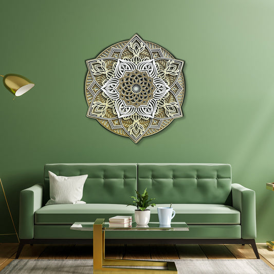 3D layered mandala wall art, lotus wall decor, mandala wall hanging, wooden mandala, apartment decor therapy office decor, father&#39;s day gift