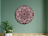 Red multilayer mandala wall art, 3d wall art, spiritual wall art, meditation gifts, lotus wall decor, flower of life, fathers day gift