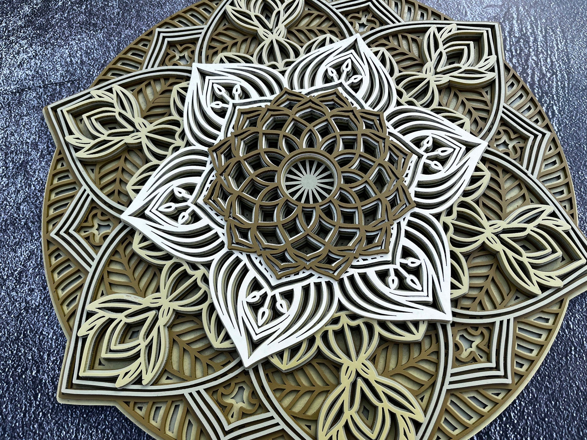 3D layered mandala wall art, lotus wall decor, mandala wall hanging, wooden mandala, therapy office decor, father's day gift