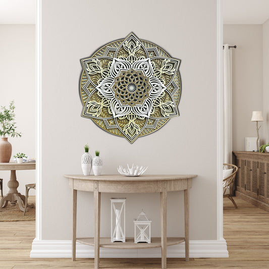 Multilayer mandala flower, wooden mandala, flower of life wall decor, nature wall art, 3d wall art, 3d ornament, mothers day gift