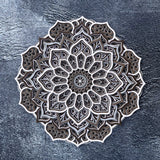 Colorful mandala wall art, layered flower mandala art, wooden mandala, relaxing wall art, 3d wall art, over the bed decor, yoga gifts