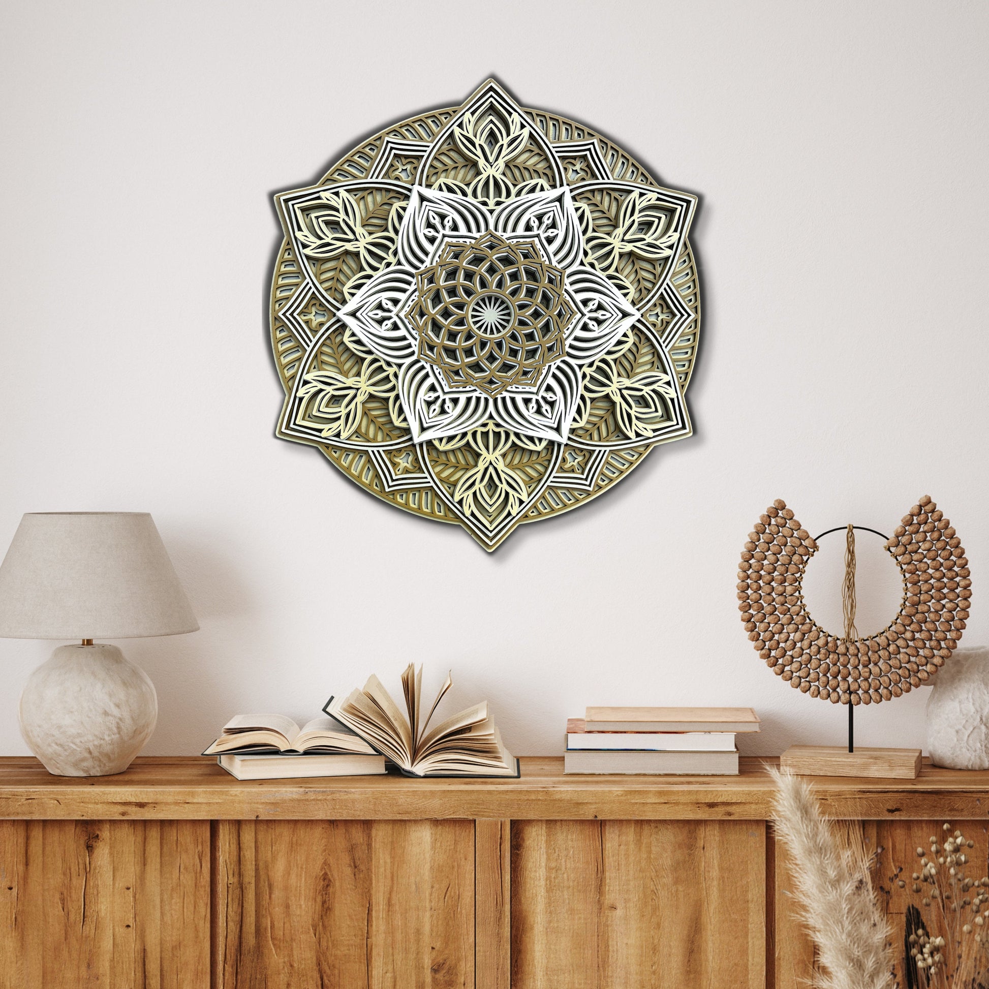 3D layered mandala wall art, lotus wall decor, mandala wall hanging, wooden mandala, therapy office decor, father's day gift