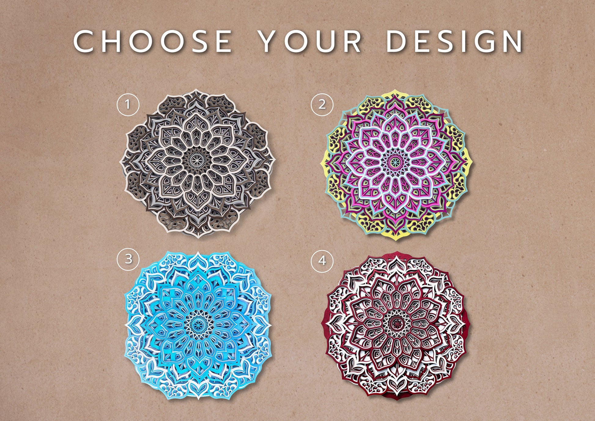 Layered flower mandala, 3d wooden mandala, 3d flower ornament, over the bed decor, round wall art, colorful wall art, fathers day gift