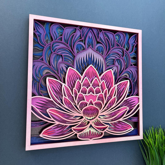 Lotus wall art, Zen decorations, Yoga art