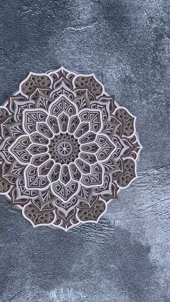 Layered flower mandala, 3d wooden mandala, 3d flower ornament, over the bed decor, round wall art, colorful wall art, fathers day gift
