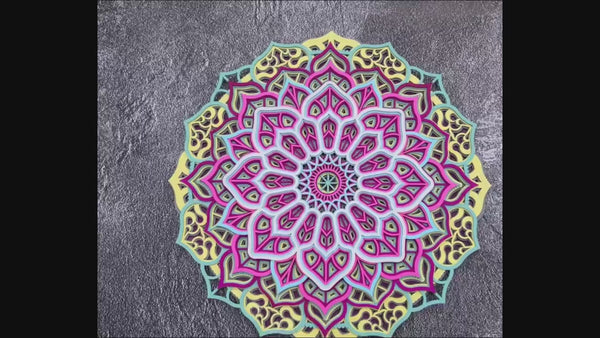 Colorful mandala wall art, layered flower mandala art, wooden mandala, relaxing wall art, 3d wall art, over the bed decor, yoga gifts