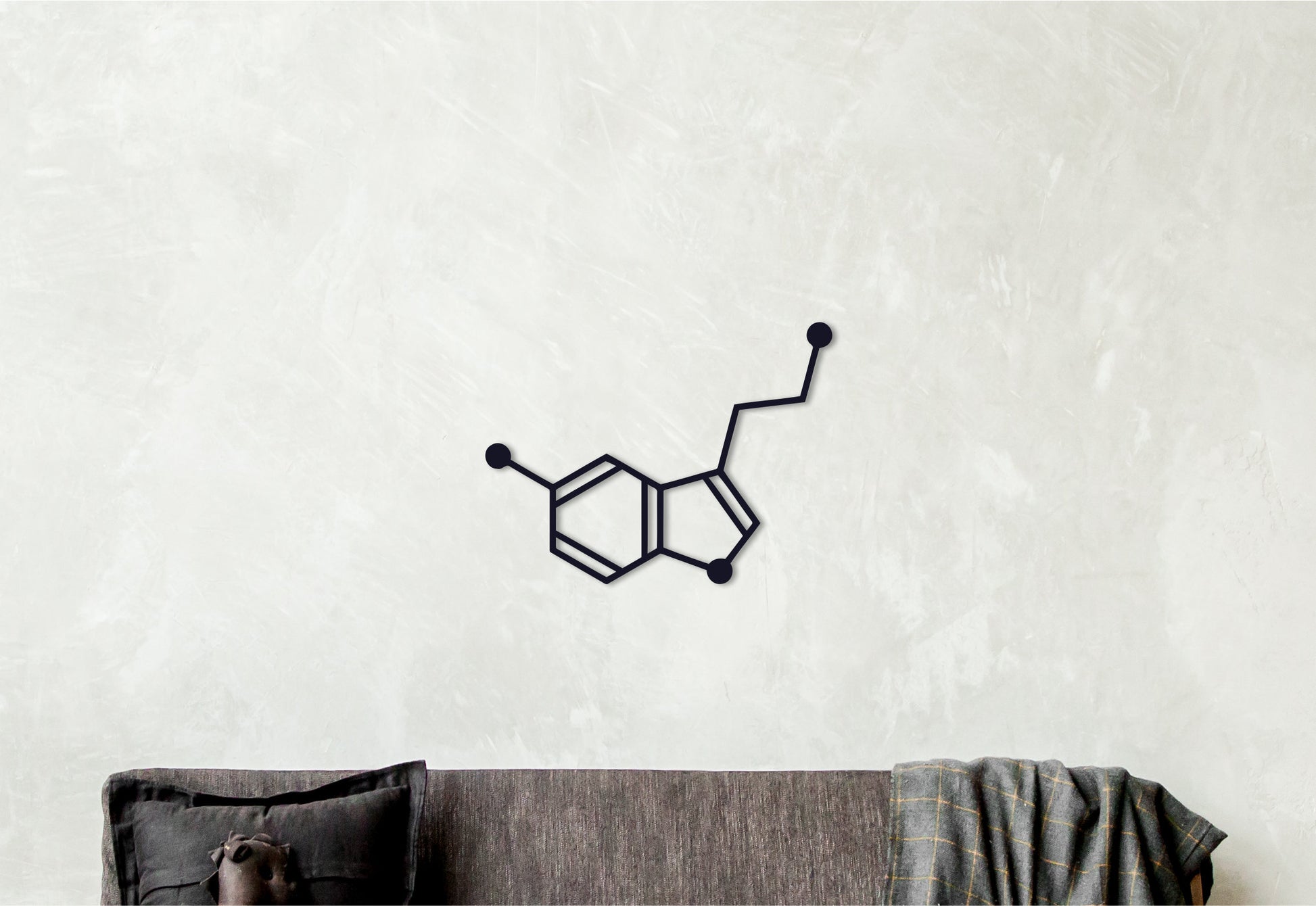 Serotonin molecule,Chemical wall decor,Wood art,Molecular formula