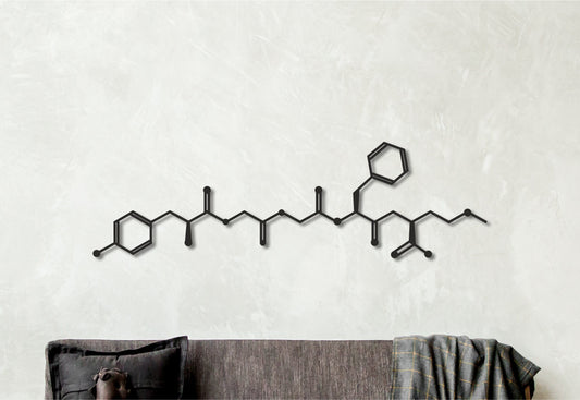 Endorphin wall art - Happy hormone,Wooden art,Euphoria,Chemistry decor,Molecular structure,Mental health art