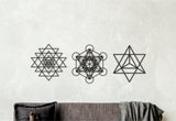 3 piece wall art set, merkaba wall art, metatron wall art, sri yantra art, tryptic wall art, triptych wood wall art, wooden unique decor