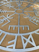 Vegvisir wood wall decor, viking wall decor, nordic wall art, norse wood decor, celtic wall art, viking runes, customized wooden wall art