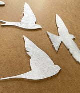 Flock of 10 birds wood wall art, birds in flight decor, wooden bird art, backyard decor, wall decor over the bed