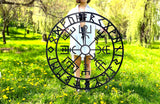 Vegvisir wall art,Wooden decorations,Runic wall decor