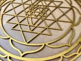Sri Yantra wall art, gold wall art large, sacred geometry art, yoga studio decor, spiritual decorations