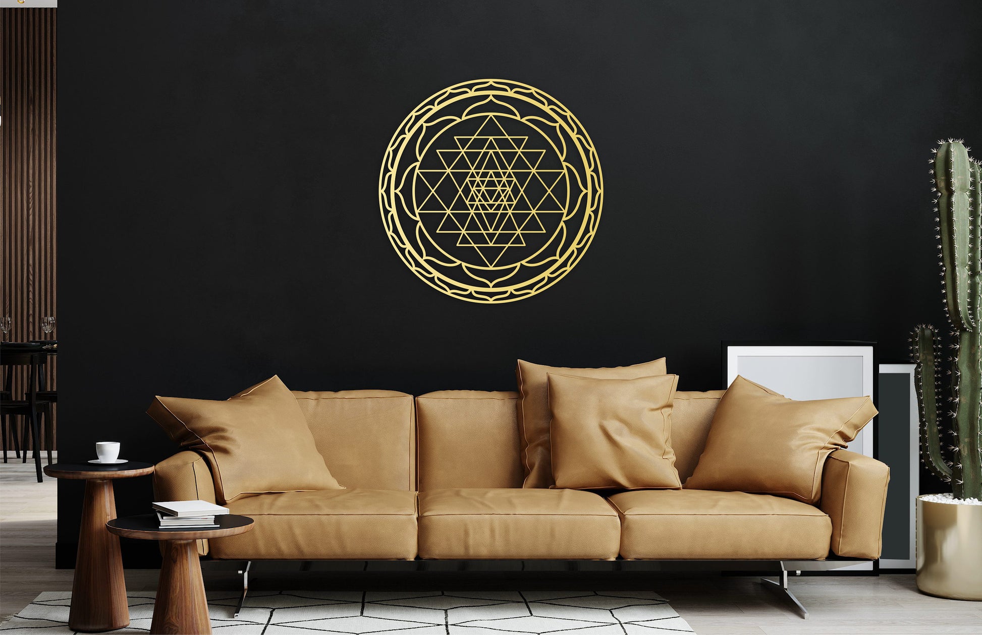 Sri Yantra wall art, gold wall art large, sacred geometry art, yoga studio decor, spiritual decorations