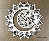 Lunar eclipse, sun moon wall art, circular art, mandala wall hanging, wall decor over the bed, moon and sun art, eclipse wooden wall art