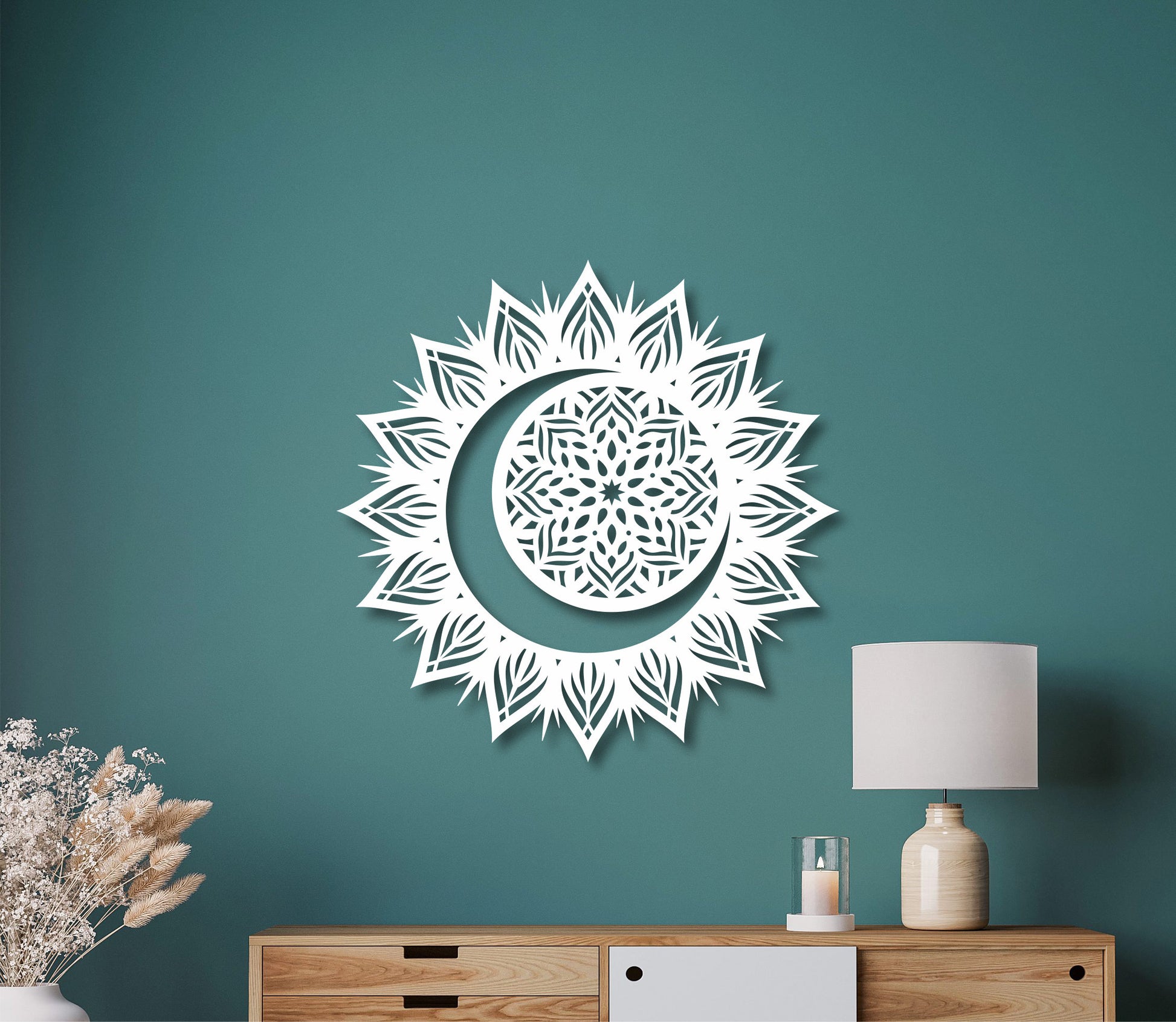 Lunar eclipse, sun moon wall art, circular art, mandala wall hanging, wall decor over the bed, moon and sun art, eclipse wooden wall art