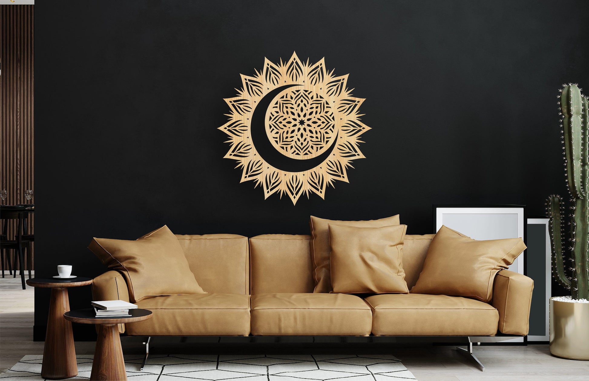 Lunar eclipse, sun moon wall art, circular art, mandala wall hanging, wall decor over the bed, moon and sun art, eclipse wooden wall art