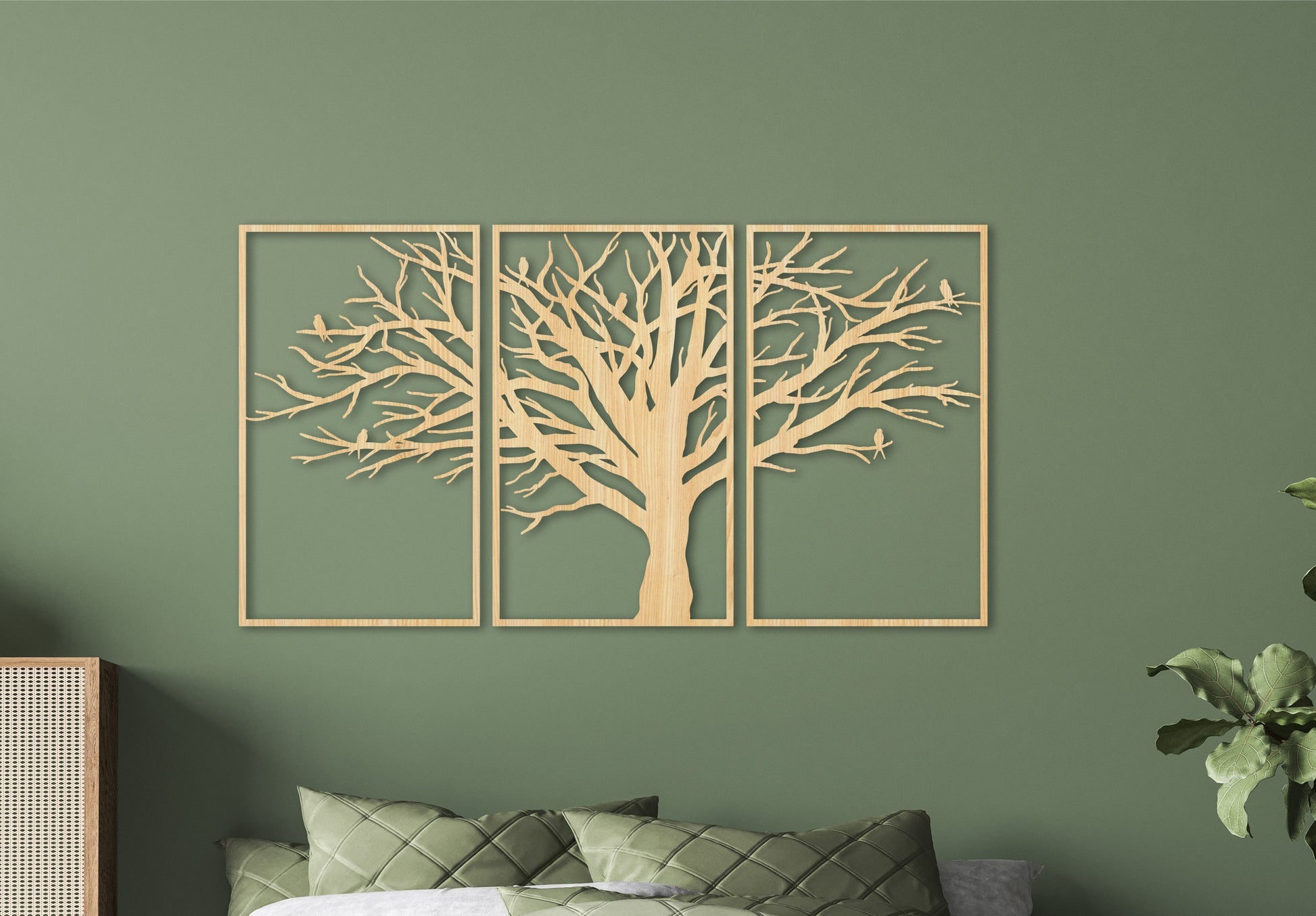 Tryptic wall art, three piece wall art, wooden tree wall art, wooden wall art tree, woodsy decor, triptych wall art, tree wood wall decor