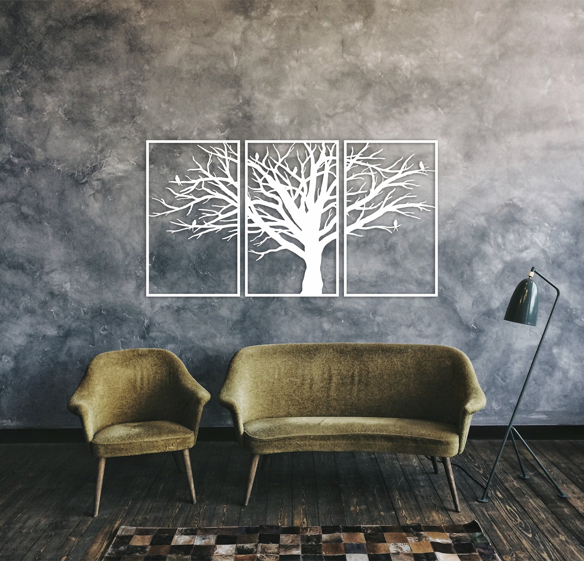 Tryptic wall art, three piece wall art, wooden tree wall art, wooden wall art tree, woodsy decor, triptych wall art, tree wood wall decor