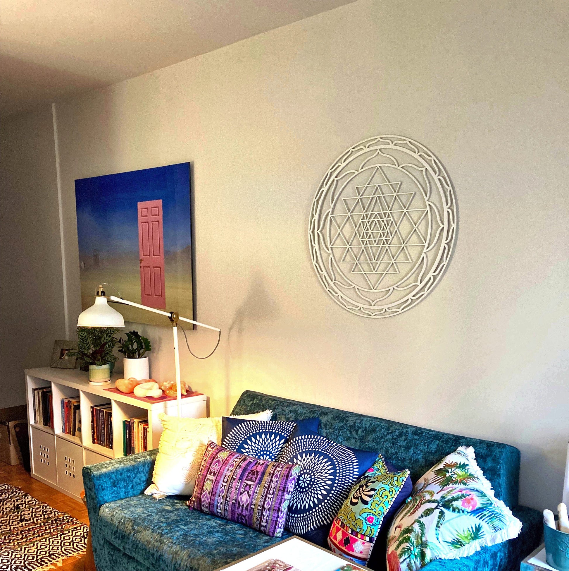 Sri Yantra wall art, gold wall art large, sacred geometry art, yoga studio decor, spiritual decorations