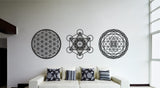 Sacred geometry wall art set, LARGE wall decor, Sri Yantra, Metatron cube, Flower of life, Yoga wall art, Wooden decorations, High vibration