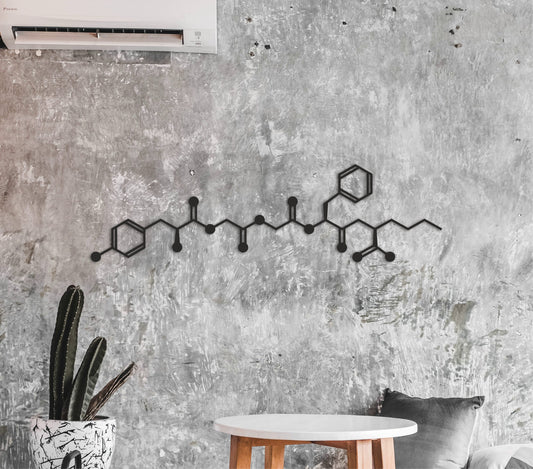 Endorphin wall art - Happy hormone,Wooden art,Euphoria,Chemistry decor,Molecular structure,Mental health art