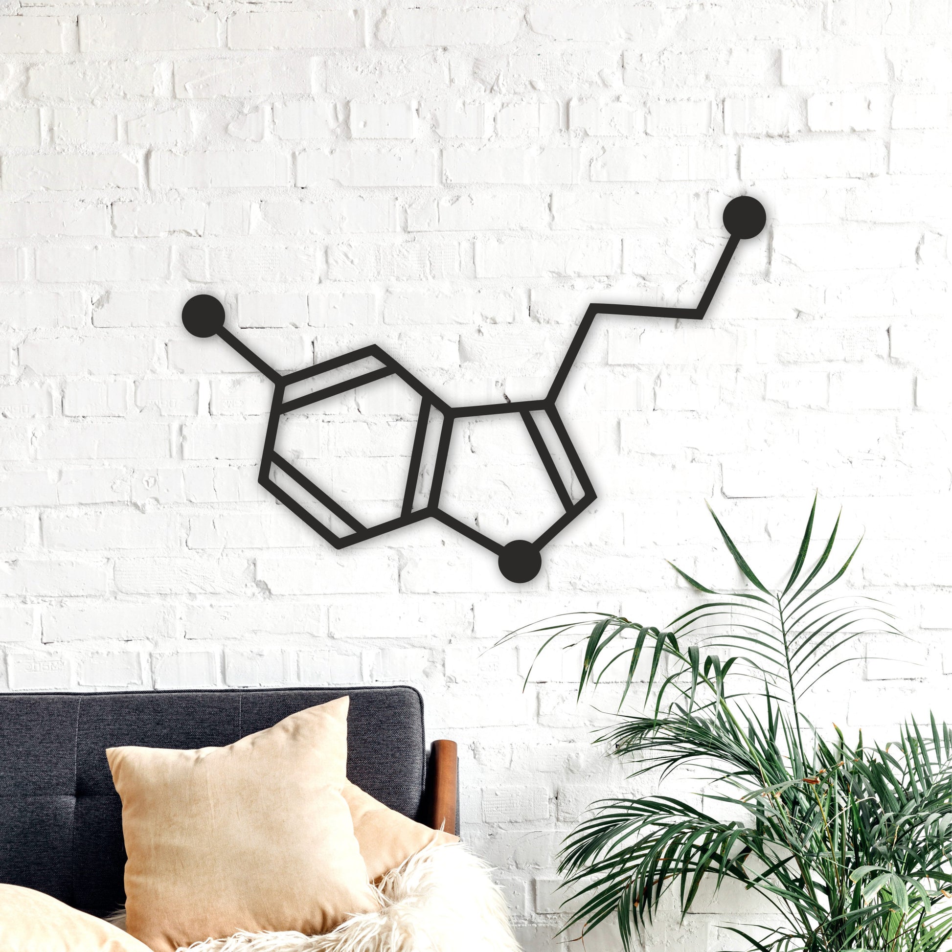 Serotonin molecule,Chemical wall decor,Wood art,Molecular formula